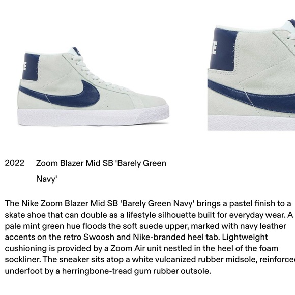 Nike SB Zoom Blazer Mid barely green/navy-barely green WMNS sneakers - Picture 5 of 16